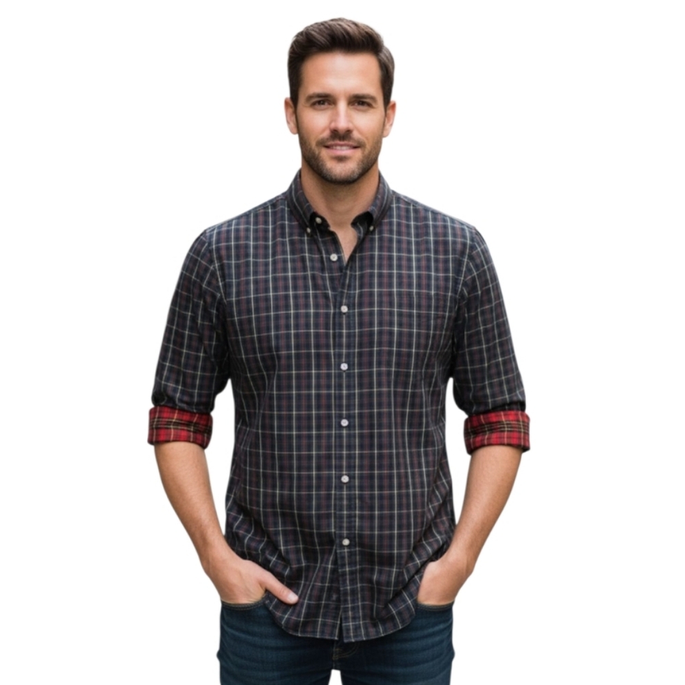 J. McLaughlin Men's Buttondown Plaid‎ Shirt Size Medium
